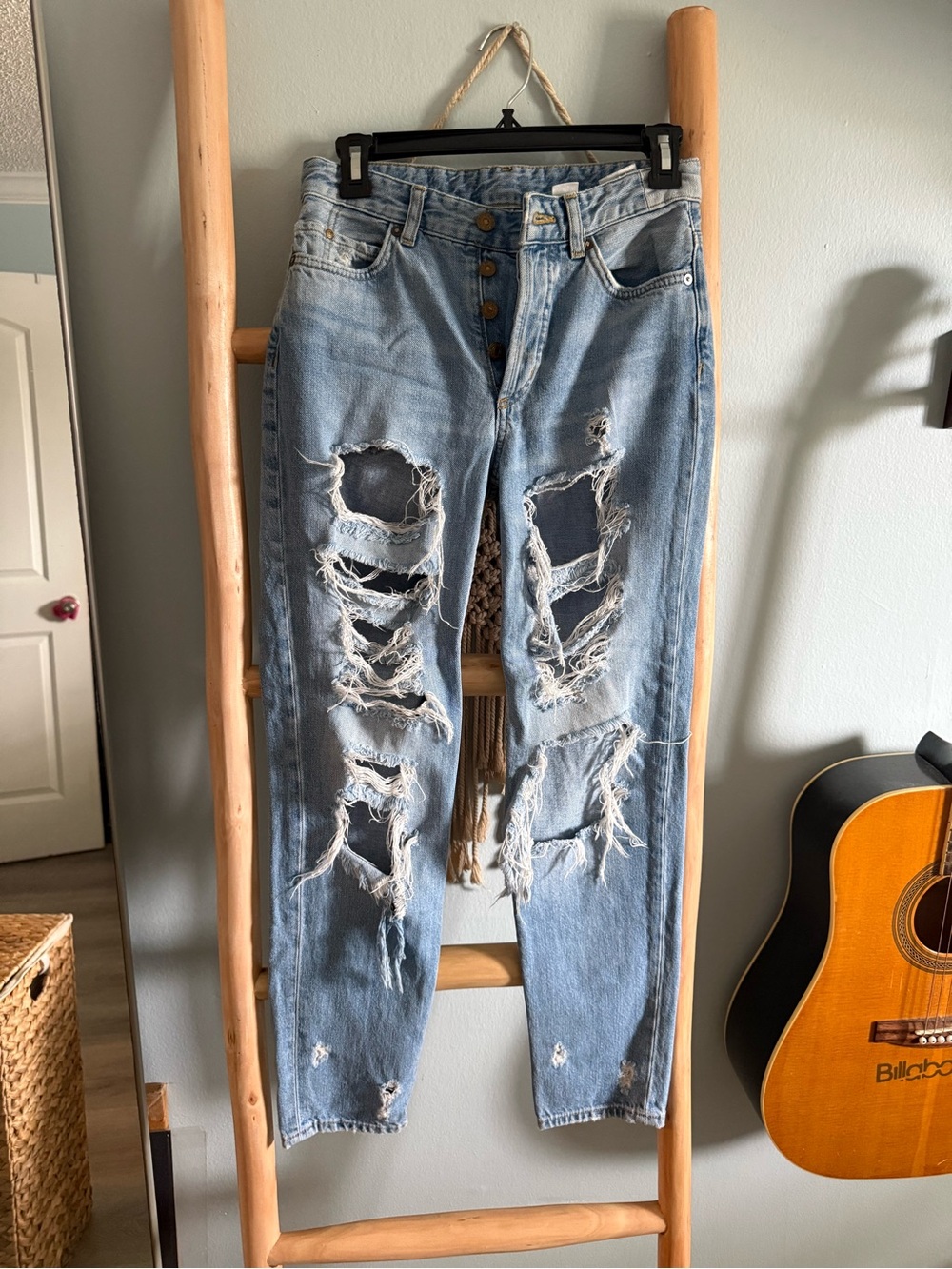 Old Navy Light Blue Distressed Ripped Jeans
